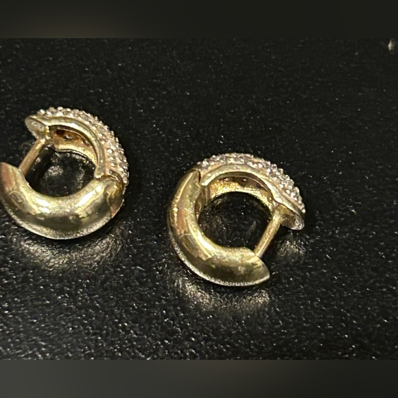 18 Karat Gold and Pave Diamond Huggie Earrings - Picture 8 of 13